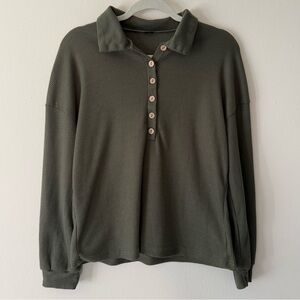 Green Ribbed Waffle Top